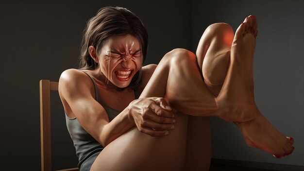 Woman suffering from strained pain