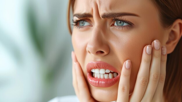 Woman Suffering From Toothache Pain and Sensitive Tooth Dental illness Symbolizing of Dental Care