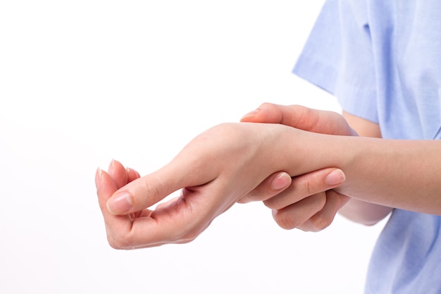 Woman suffering from wrist joint pain