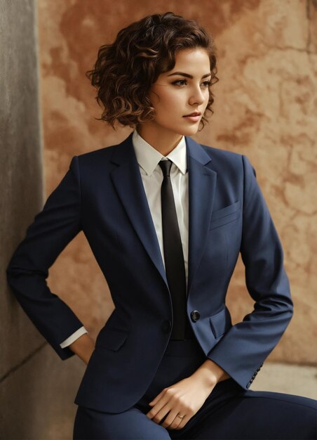 Photo woman in a suit professional dominant