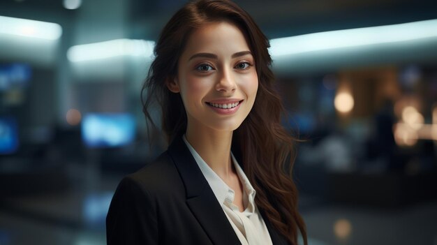 Woman in a Suit Smiling at the Camera