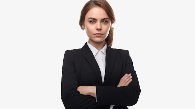 Photo a woman in a suit with her arms crossed