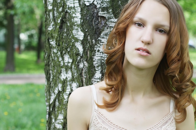 Woman in summer park