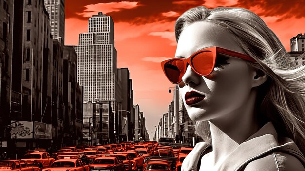 Photo a woman in sunglasses in a city