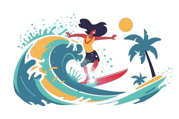 Photo a woman on a surfboard with the words quot shes surfing quot on the top