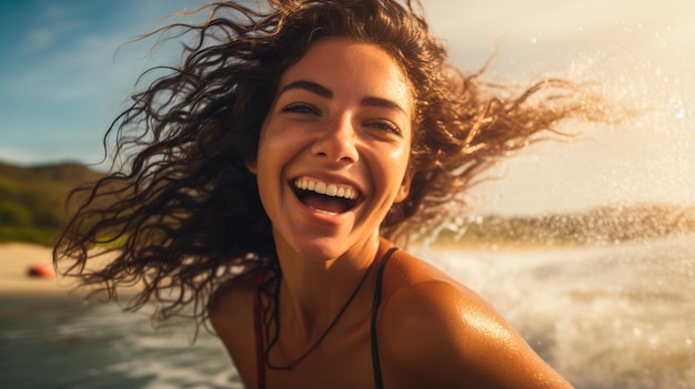 woman surfer with board