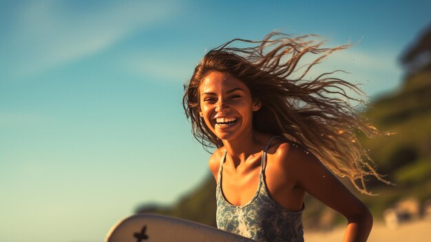 woman surfer with board