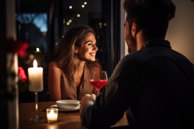 Photo woman surprised by a romantic dinner at home