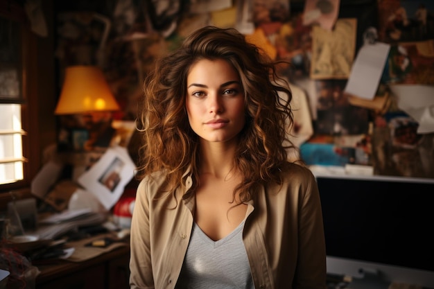 Woman surrounded by entrepreneurial symbols women power image