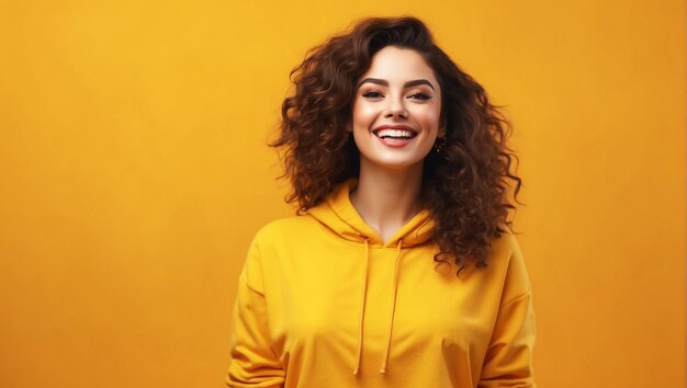 woman in sweater yellow clothes yellow