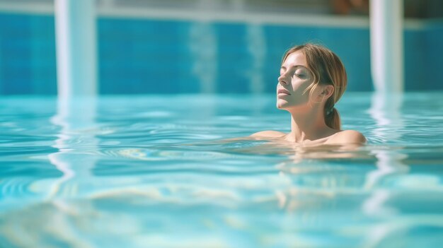 woman at swimming pool