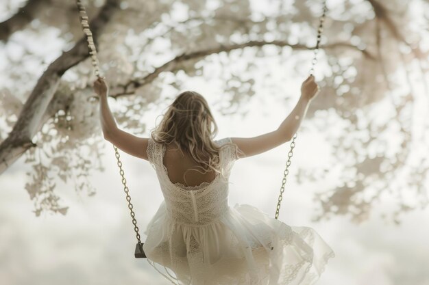 woman on the swings flyingchildhood mood