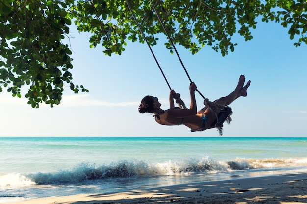 woman on swings