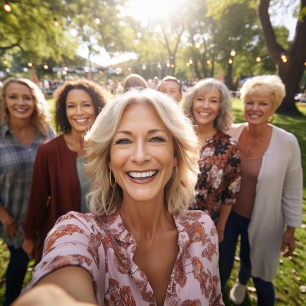 a woman takes a selfie with a camera in front of her