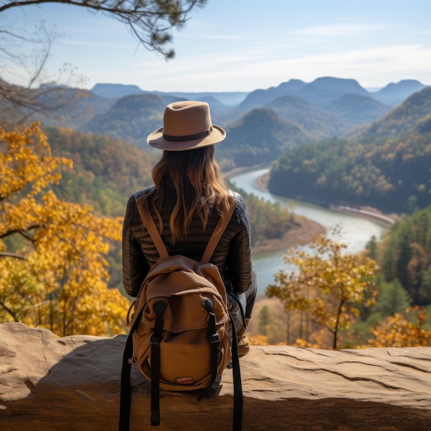 Woman taking in the view at scenic overlook