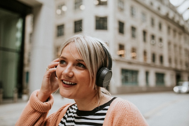 Woman talking on a phone in London