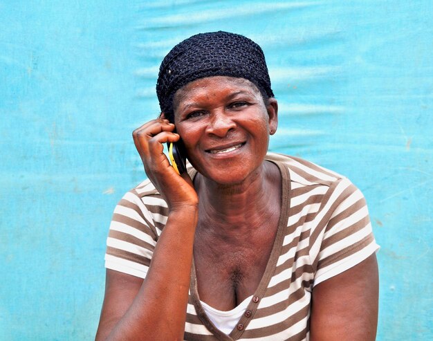 A woman talking on the phone