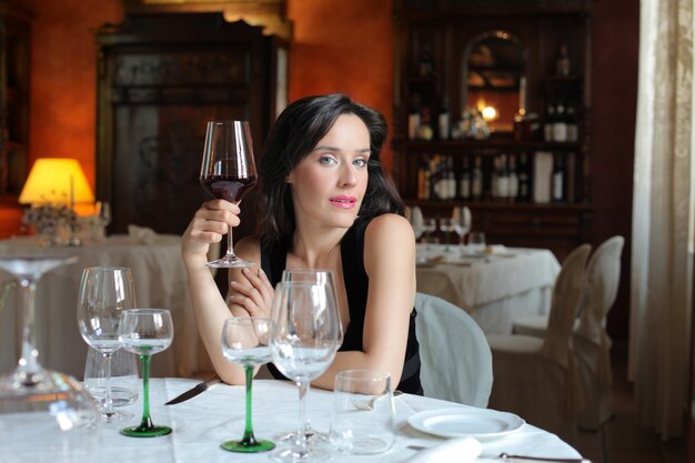 Woman tasting wines