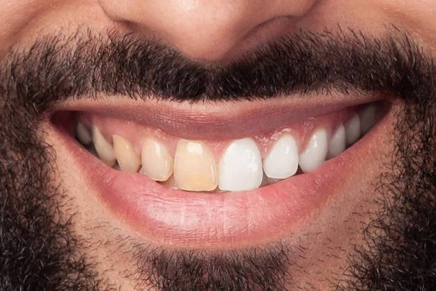 Foto donna denti prima e dopo lo sbiancamento donna sorridente felice concetto di salute dentale concetto di cura orale