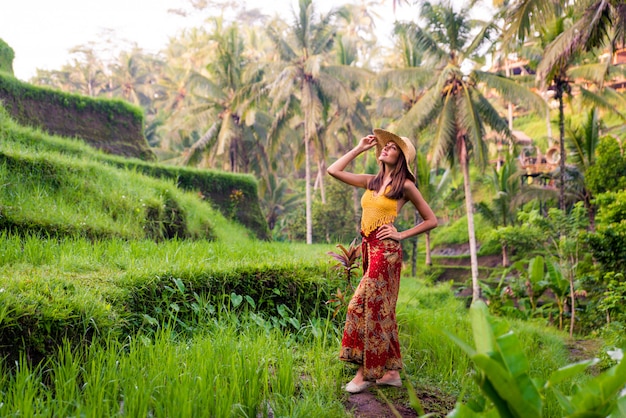 Woman at Tegalalang rice terrace in Bali