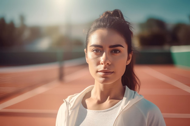 Woman tennis court player Summer play Generate Ai