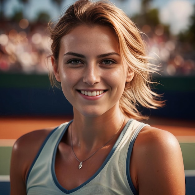 woman tennis player smiling