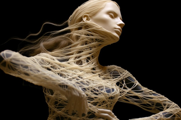 Woman that made of strings Beautiful illustration picture Generative AI