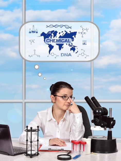 Woman thinking about the development of science