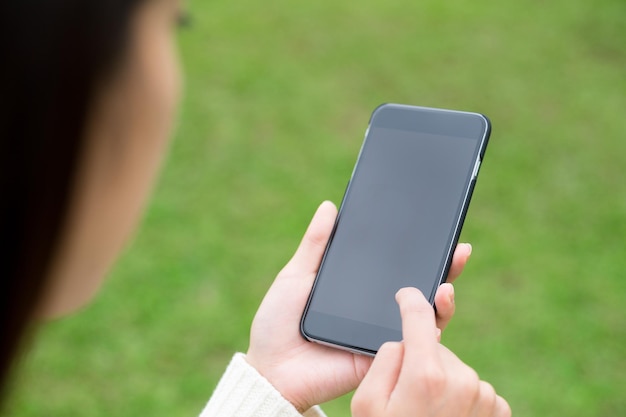 Woman touch on mobile phone