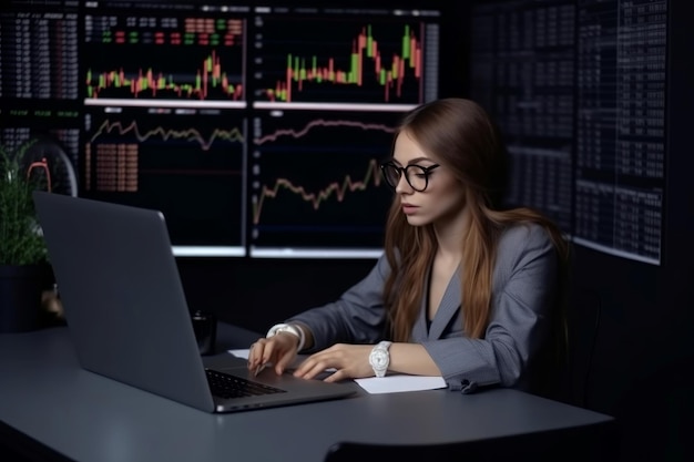 Woman trading graphics Generate Ai