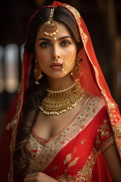 Woman in Traditional Red and White Outfit