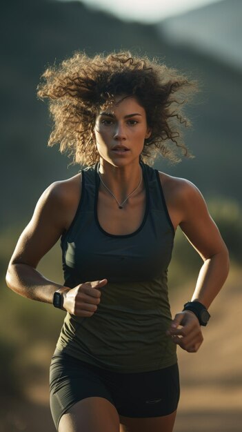 Woman trail running female runner