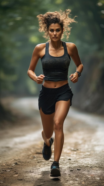 Woman trail running female runner