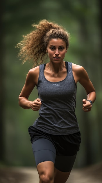 Woman trail running female runner