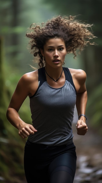 Woman trail running female runner