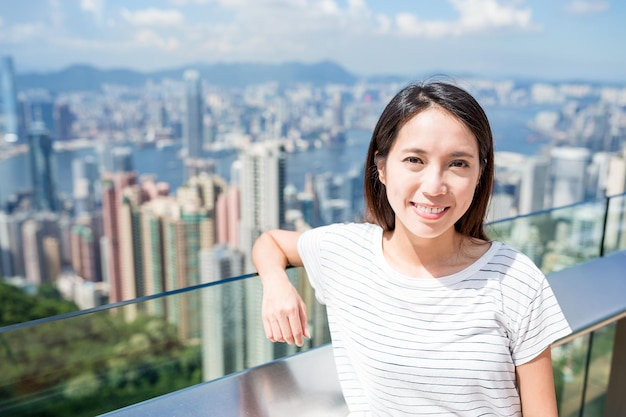 Woman travel to Hong Kong city