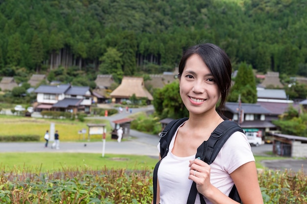 Woman travel in miyama of Kyoto city