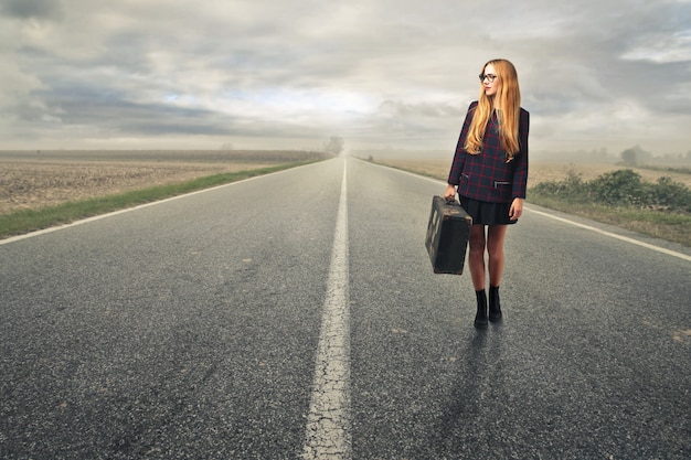 Woman traveling alone