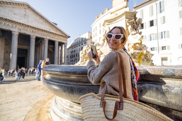 Woman traveling in rome