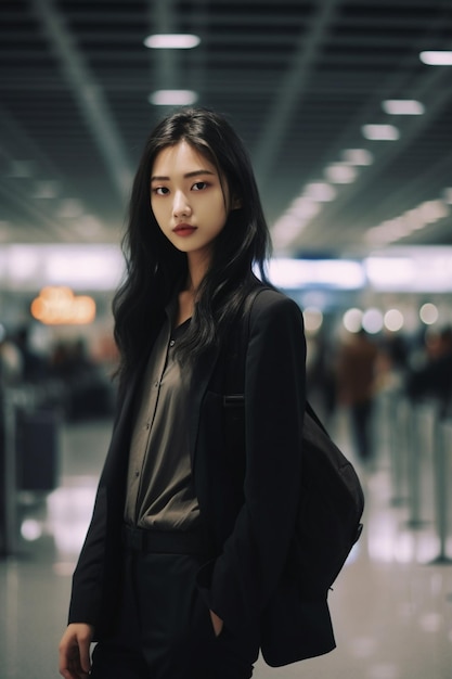 Woman traveling with the subway in the city