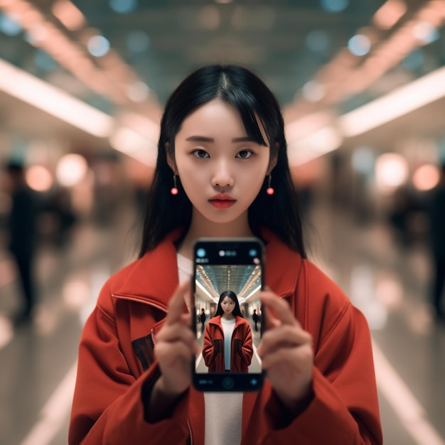 Woman traveling with the subway in the city