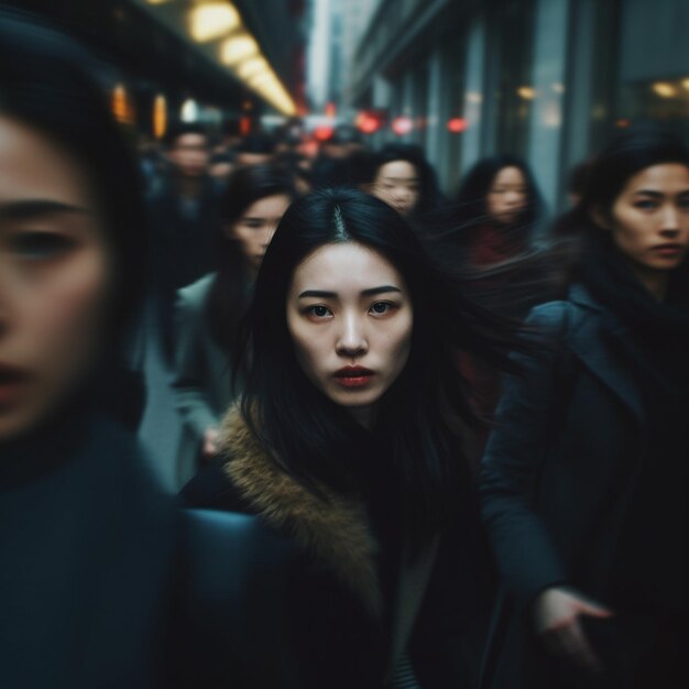 Woman traveling with the subway in the city