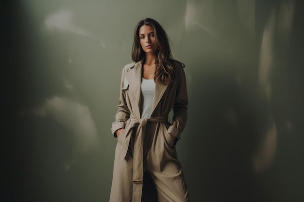 a woman in a trench coat