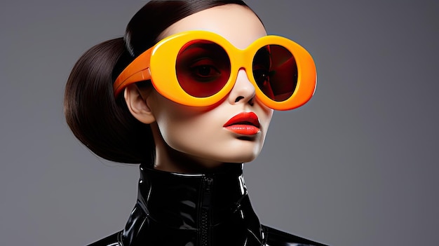 Женщина в модных модных очках как аксессуар и защита от солнца Generative Ai