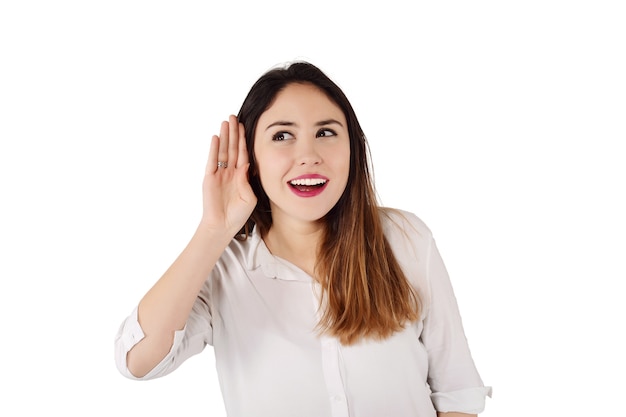 Woman trying to listen something