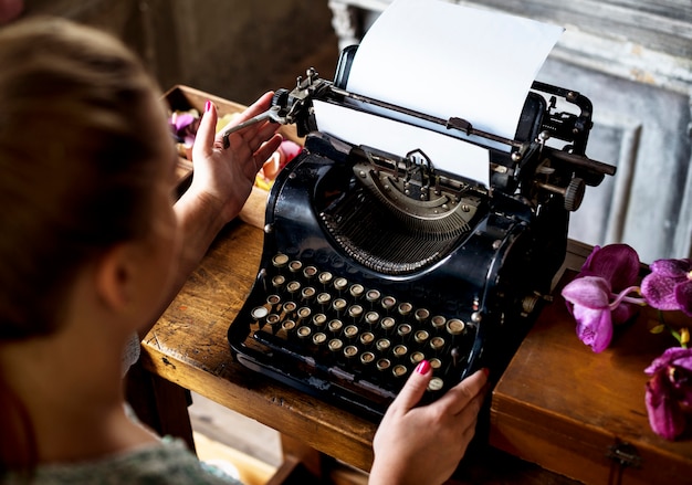 Blindfolded Woman at a Typewriter, #830179