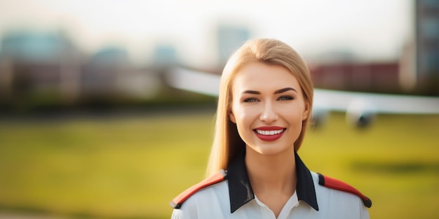 A woman in a uniform with the word air on the front