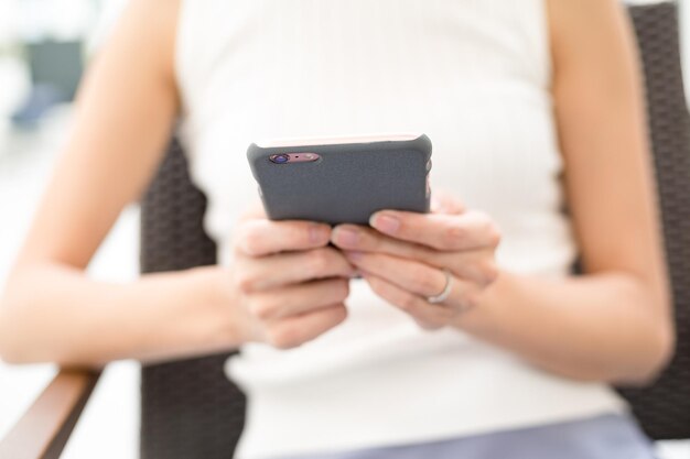 Woman use of mobile phone