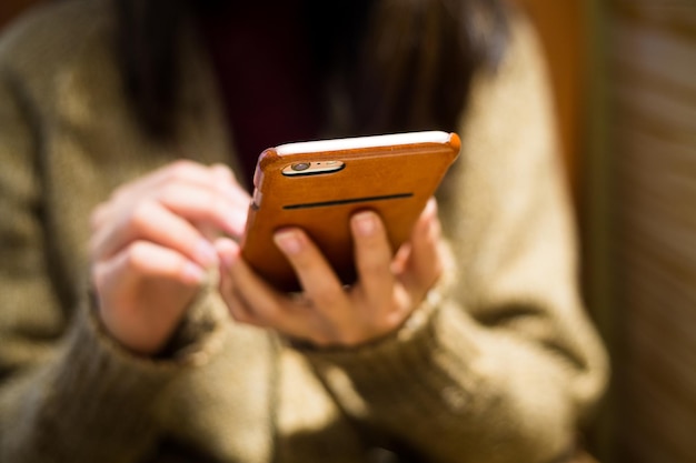 Woman use of mobile phone