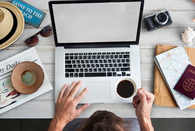 Woman using computer laptop